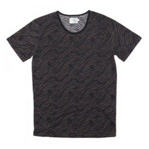 SHADES OF GREY by Micah Cohen TEE SHIRT Low Crew Neck CHARCOAL Zebra PRINT